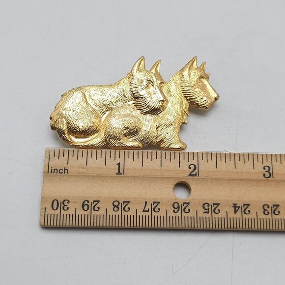 Vintage Gold Tone Scottie Dogs Brooch Pin Scottish Terrier - Picture 4 of 5